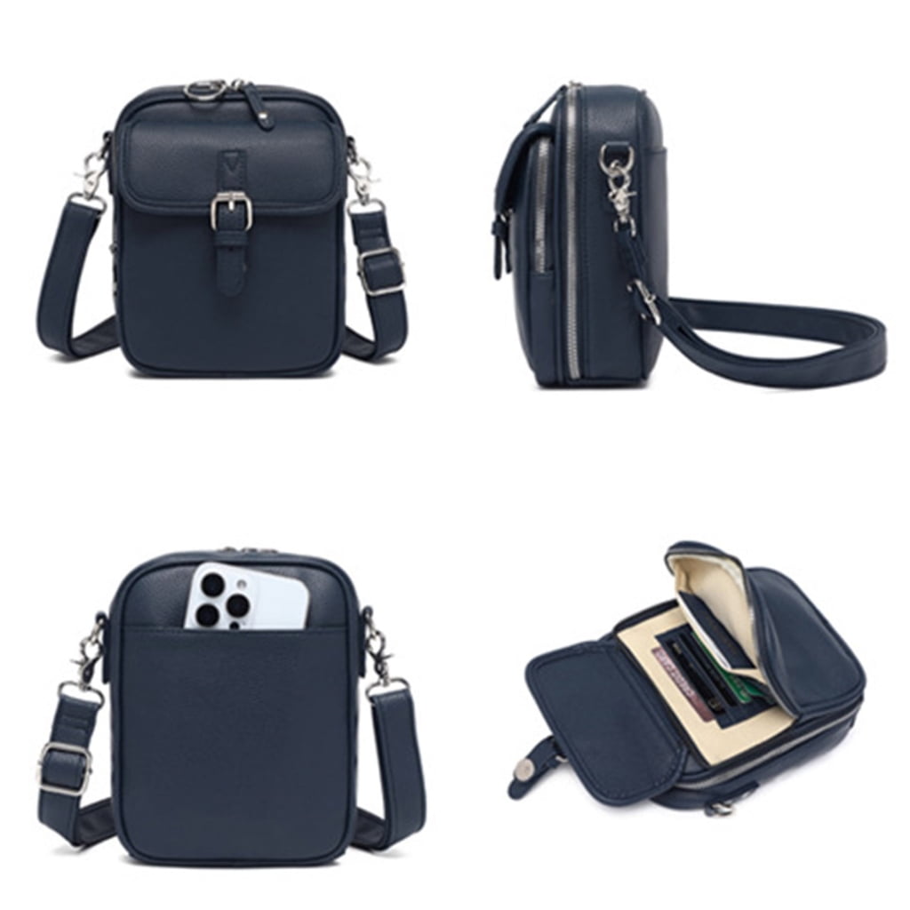 YIEMEEN Unisex Anti Theft Shoulder Bag Lightweight PU Crossbody Purse With Multiple Card Pockets Adjustable Strap