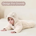 thumbnail image 5 of CUZIBR Baby Toddler Girls Romper Outfit Suit Solid Color Long Sleeve Full Zip Up Fuzzy Hooded Jumpsuit Footies Kids Boys One Piece Winter Thermal Warm Snowsuit Clothes Bodysuit,Beige,0-3 Months, 5 of 9