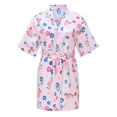 thumbnail image 2 of KYAIGUO 2-14T Kids Baby Girls Satin Robes Toddler Spring Silk Short Kimono Bathrobe Summer Floral Nightgown Loungewear Soft Lightweight Baby Party SPA Sleepwear, 2 of 10