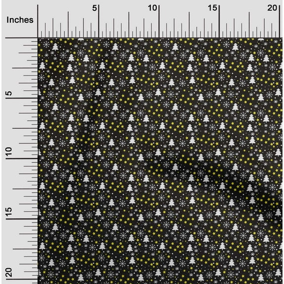 oneOone Polyester Spandex Black Fabric Merry Christmas Sewing Fabric By The Yard Printed Diy Clothing Sewing Supplies 56 Inch Wide-RR0