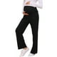 thumbnail image 4 of Pantalones de maternidad de mujer INSPIRE CHIC, palazzo de punto acanalado, sobre el vientre, para trabajo y descanso, pierna ancha, embarazo, color negro, 4 of 6