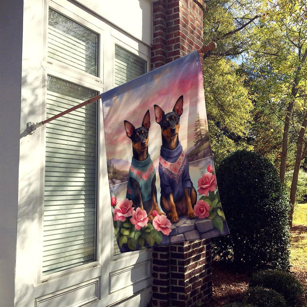Manchester Terrier Two Hearts House Flag 28 in x 40 in
