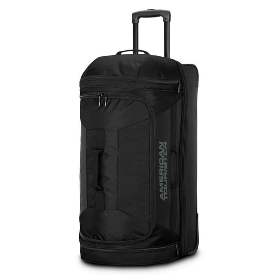 American Tourister Black 28-inch Wheeled Duffel Bag with Drop Bottom Compartment