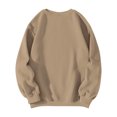 thumbnail image 5 of WTOBBY Women's Solid Color Round neck Sweatshirt Long Sleeve Casual Loose Fit Fleece Pullover Top Fall Fashion Wear for Daily Activities,Light Brown XL, 5 of 5