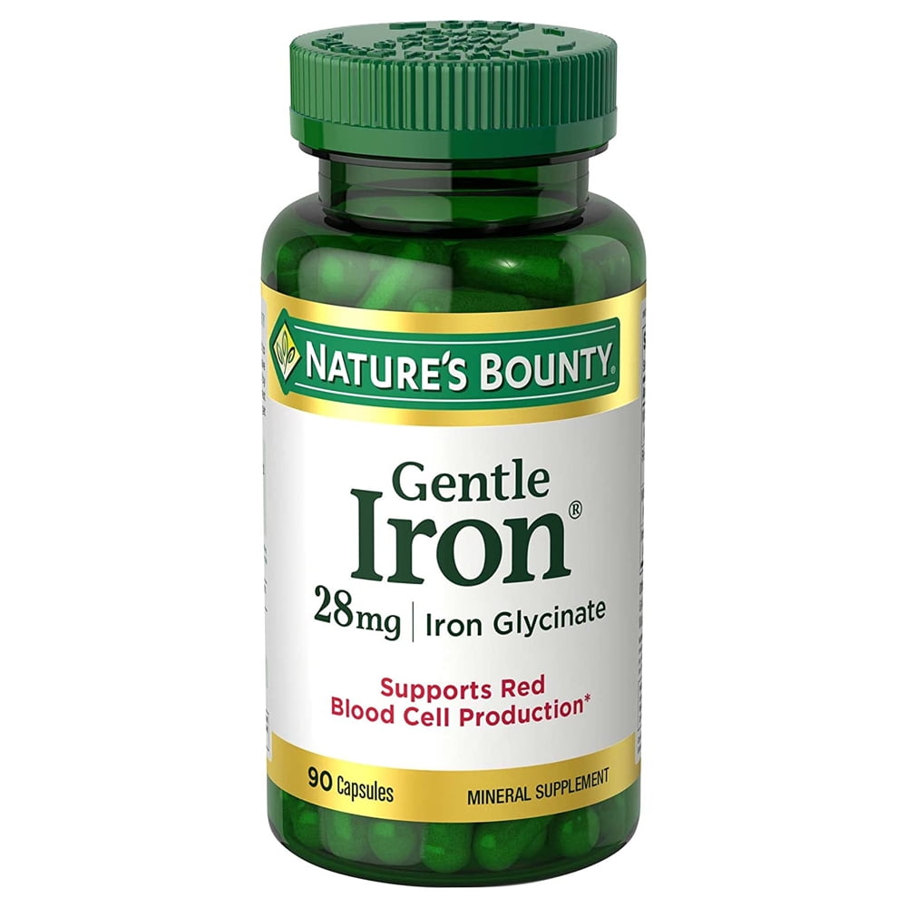 Nature's Bounty Gentle Iron 28 mg 90 Capsules (Pack of 3)