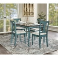 thumbnail image 2 of Bowery Hill Willow 5 Piece Wood Dining Set in Teal Blue, 2 of 5