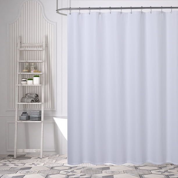 GlowSol 72"x78" White Extra Long Shower Curtains Fabric Waffle Weave