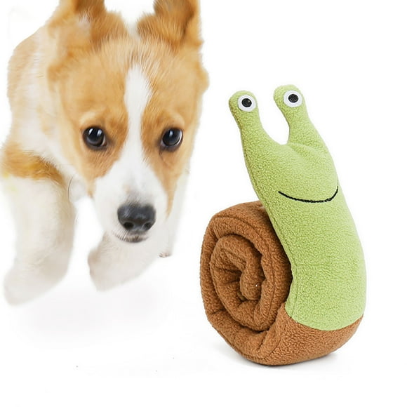 Juguete para remolcar perros, juguete para masticar, mordedor para cachorros, mordedor cómodo y chirriante para masticar mascotas, diseño de caracol verde y marrón