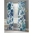 thumbnail image 4 of Blue Flowers Sheer Curtains 96 Inches Long 2 Panels Abstract Art Light Filtering Semi Sheer Window Curtains Drapes for Bedroom Living Room 52"x96", 4 of 7