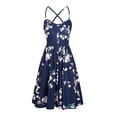 thumbnail image 4 of VISgogo Vestido sin mangas de verano para mujer, estampado de flores/leopardo para adultos, cuello en V, correa de espagueti cruzada, una pieza con bolsillos VISgogo  moda, 4 of 6