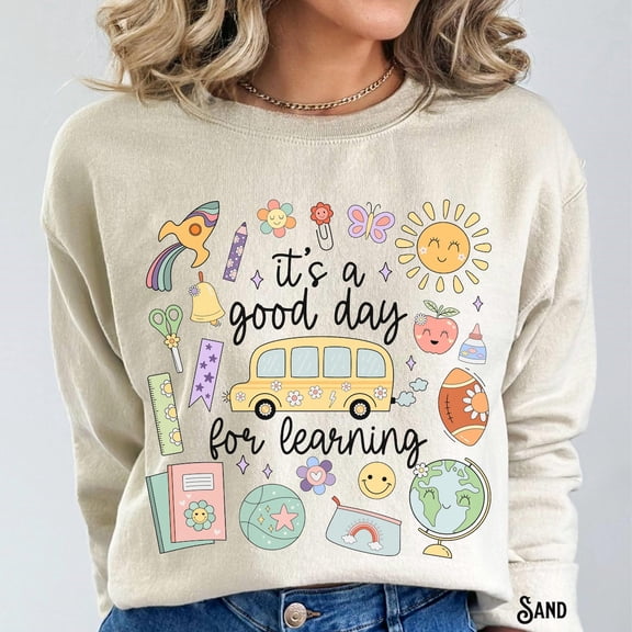 Teacher Sweatshirt, Teaching Sweater, Back To School Supplies, It'S A Good Day For Learning, Whimsical Doodle Fleece TSHIRT All Size S-5XL