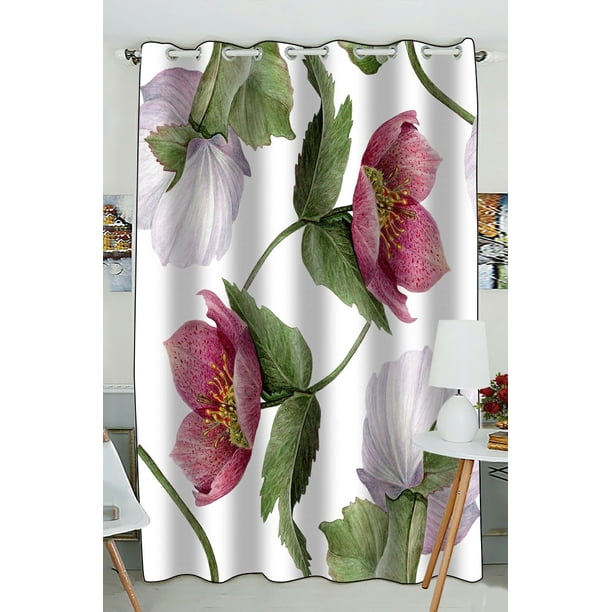 LADAYVOGUE Blackout Curtains - Green Botanical Leaves Pattern - 52x84 Inches - Total Darkness, Perfect For Bedrooms