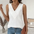 thumbnail image 5 of Uaswgudfs Women's V Neck Sleeveless Crinkle Tank Top Casual Blouse Summer Casual Tops Lightweight Everyday Outfit White M, 5 of 7