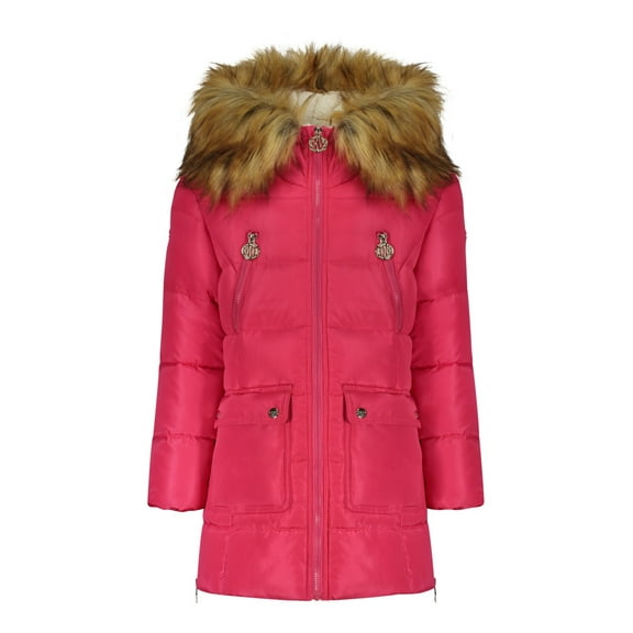 Dkny Big Girls Long Puffer Jacket, coat - Fuchsia size 10/12