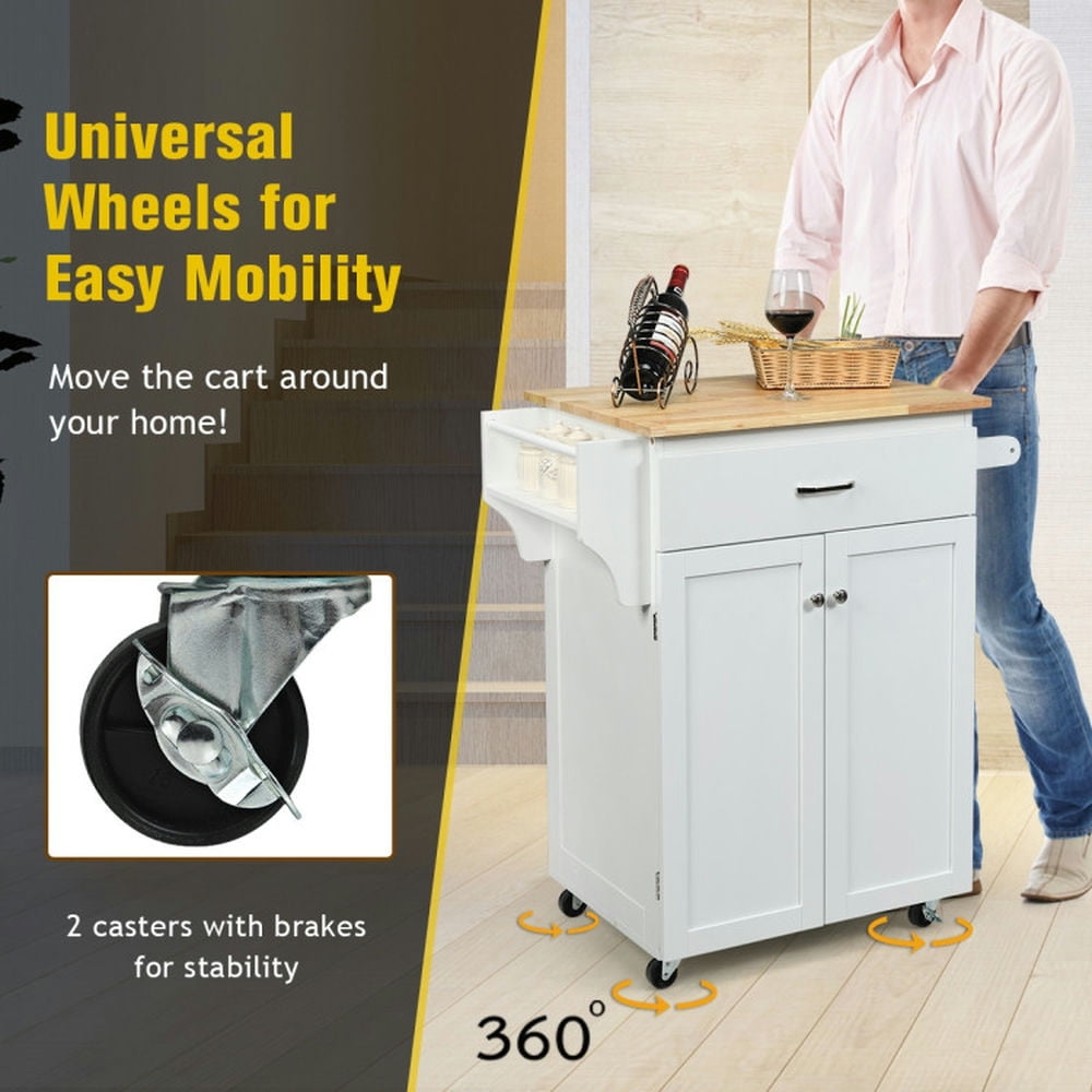Finihen Rolling Storage Cabinet Cart, Kitchen Island Cart, Utility Rolling Storage Cabinet Kitchen Island Cart with Spice Rack, for Kitchen, Dining Room, White Finihen Rolling Storage Cabinet Cart, Kitchen Island Cart, Utility Rolling Storage Cabinet Kitchen Island Cart with Spice Rack, for Kitchen, Dining Room, White