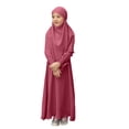 thumbnail image 1 of RXMEKW Ensemble de Robe Musulmane avec Châle pour Filles Manches Longues Col Rond Robe à Volants Tenue 2 Pcs Rose, 1 of 8