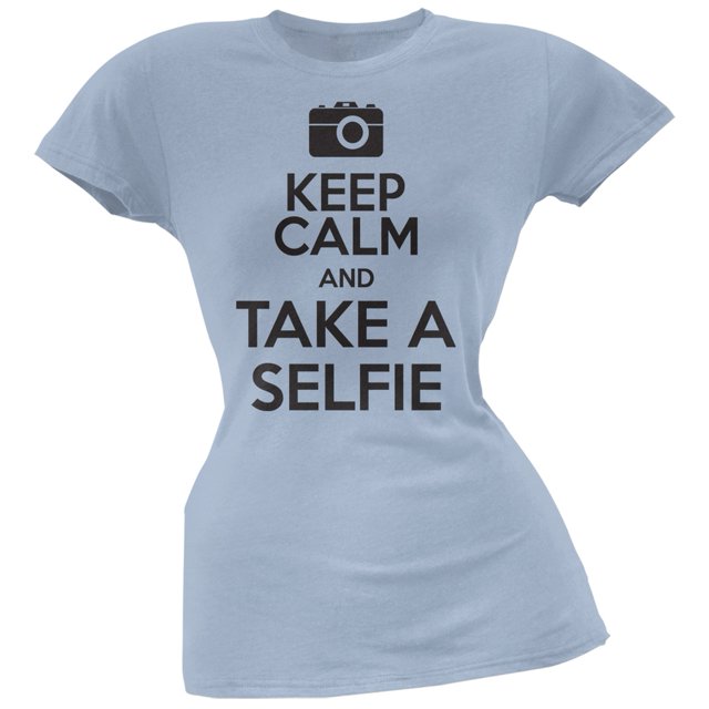 T-Shirt Doux Bleu Pâle pour Juniors « Keep Calm Take a Selfie »