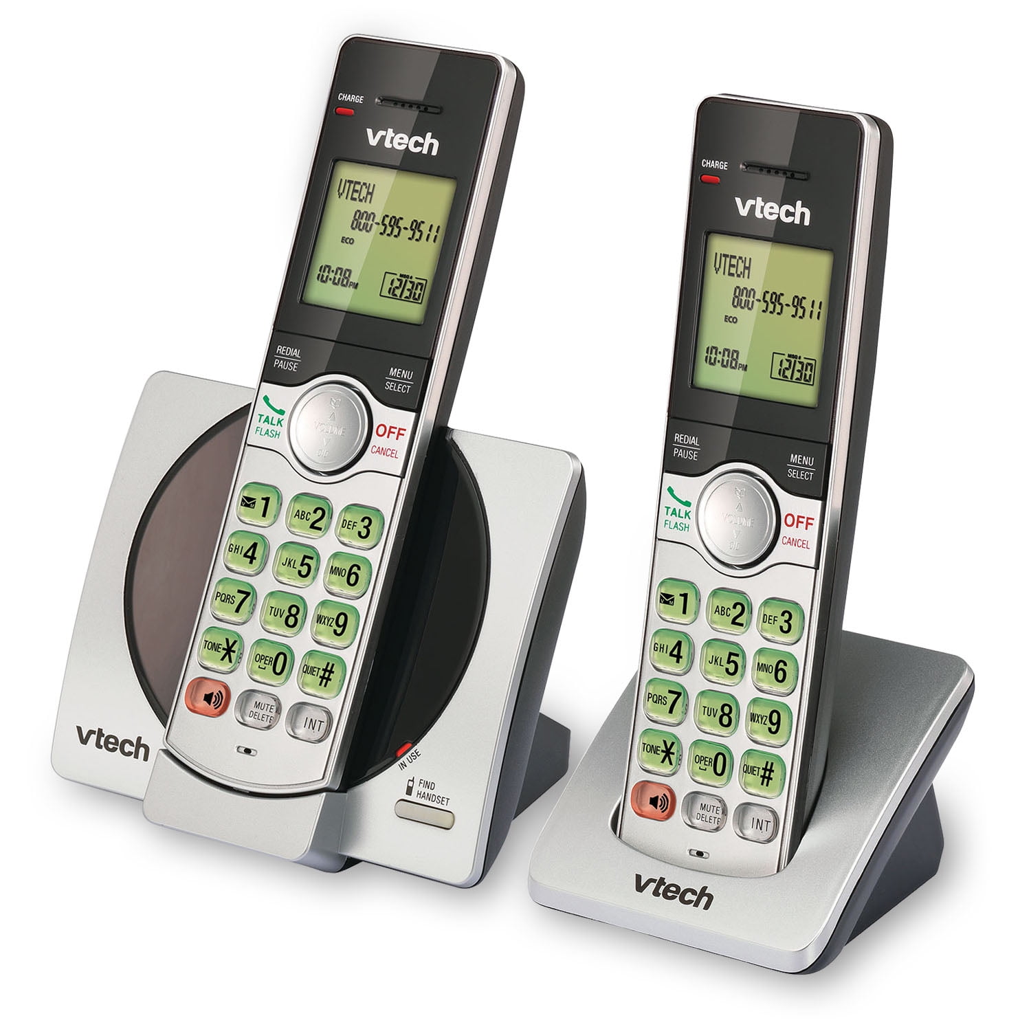 VTech CS6919-2 DECT 6.0 Cordless Phone with Caller ID and Handset  Speakerphone, 2 Handsets, Silver/Black