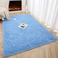 thumbnail image 3 of Dwelke Fluffy Shag Area Rugs Soft Shaggy Rugs for Girls Bedroom Kids Room Carpet Dorm Rug,5'x8',Cerulean Blue, 3 of 7