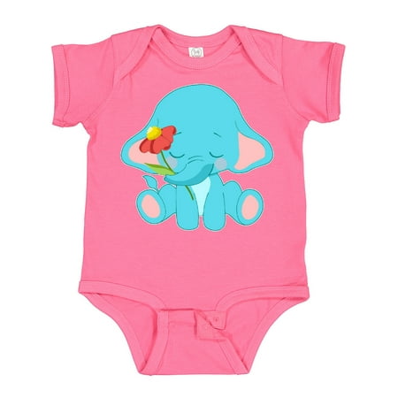 

Inktastic Cute Baby Elephant with Flower Gift Baby Boy or Baby Girl Bodysuit