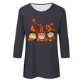 thumbnail image 4 of Leodye T-Shirts pour Femmes d'Halloween à Manches 3/4 à Col Rond Automne Halloween Haut à Manches Longues Graphique Drôle Gris Foncé 4(S), 4 of 4