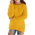 thumbnail image 3 of KKBOTIVE Girls Christmas Sweaters - Solid Color Long Sleeve Crew Neck Sweater Fashion Pullover Tops - Girls Fall Winter Clothing Gold Size: 7-8 Years, 3 of 6