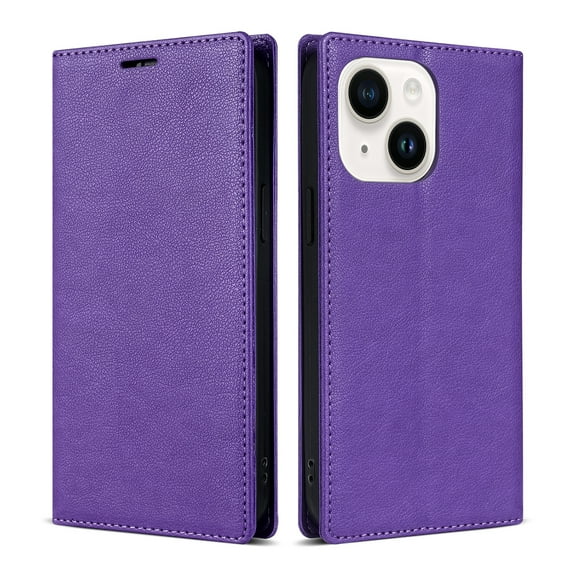 Allytech iPhone 14 Plus Wallet Case, Premium PU Leather RFID Blocking Cards Holder Flip Cover Stand Shockproof Anti-Scratch Phone Case for Apple iPhone 14 Plus - Purple
