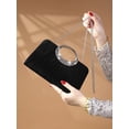 thumbnail image 2 of Women’s Elegant Black Pleated Evening Clutch Bag with Rhinestone Circular Handle, Formal Wedding Party Prom Handbag, Crossbody Shoulder Chain Bag, 2 of 7