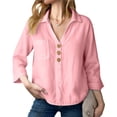 thumbnail image 5 of Long Sleeve Shirts for Women Lapel Solid Color Loose Shirt With Pockets Pullover Women's Long Sleeve Top, 5 of 6