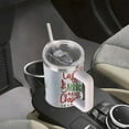 thumbnail image 5 of Snowman Christmas Tumbler with Lid and Straw, Holiday Plaid Winter Cup, 5 of 9