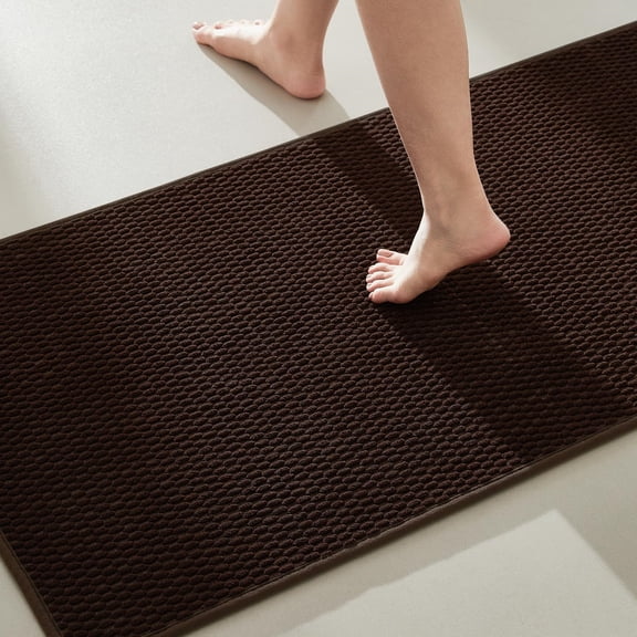 Bathroom Runner Rug, Long Bath Mat Washable Thin Quick Dry Low Pile Bathroom Runner Rugs 24 x 60 Non Slip, Brown 24"x60"