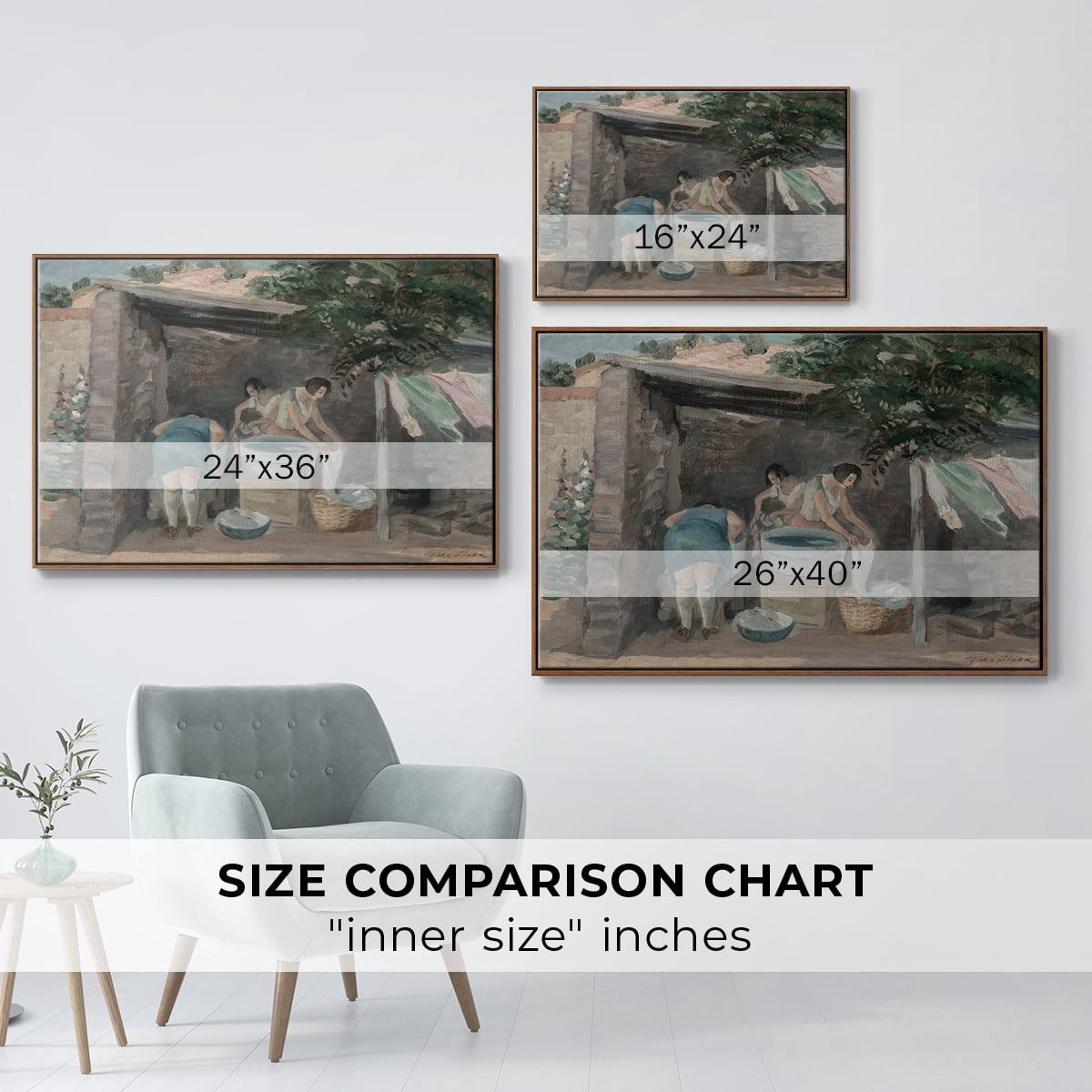 Vintage Landscape-CCCLIX By Wexford Home Framed in Walnut Wood Gallery Wrapped Canvas 17 in. x 25 in.