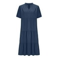 thumbnail image 3 of Drses‌‌ ‌‌‌‌‌‌‌‌‌‌‌‌‌‌Women's V Neck Short Sleeve Summer Dress with Pockets - Flowy Ruffle Tiered A-Line Sundress for Casual Beach, 3 of 4