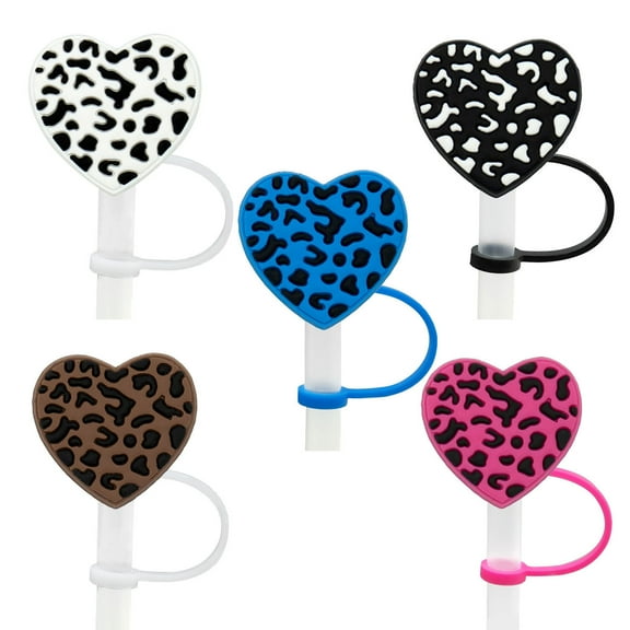 Huanledash 5Pcs Straw Cover for Tumbler Dustproof Straw Topper Lollipop Design Silicone Straw Tips Lids Cute Straw Protector Straw Decoration Party Favors