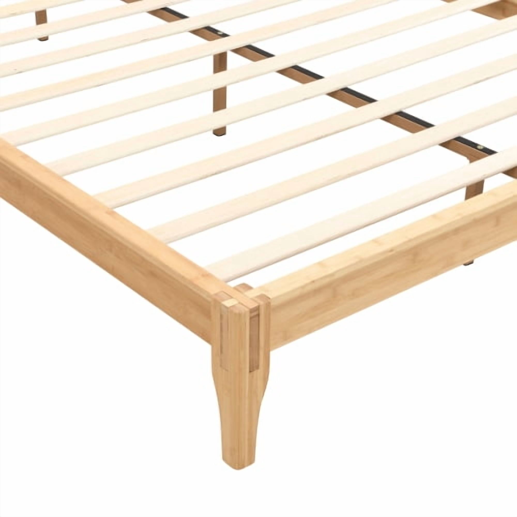 Euroco Dry Bamboo Wood Platform Bed Frame, 12 inch Height Full Size Bed, Natural