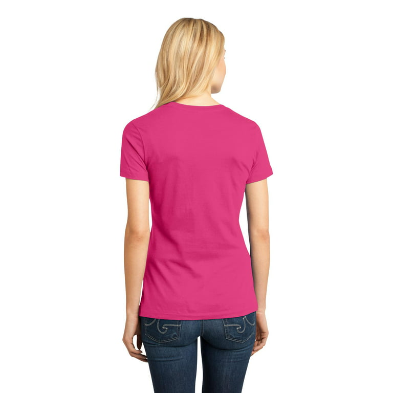 District Adult Female Women Plain Short Sleeves T-Shirt Dark Fuchsia  3X-Large