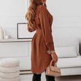 thumbnail image 3 of Winter Fall Dresses for Women Wedding Guest Long Sleeve Autumn Fashion Short Dress Lapel Slim Casual Shirt Dress, 3 of 6
