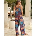 thumbnail image 4 of PUWEI Women's Summer Casual Boho Romper Floral Print Overalls Loose Wide Leg Jumpsuits with Pockets, 4 of 7