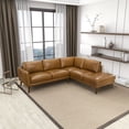 thumbnail image 6 of Ashcroft Furniture SEC00400406 Benson Leather Sectional Right Facing Chaise Sofa, Tan, 6 of 6