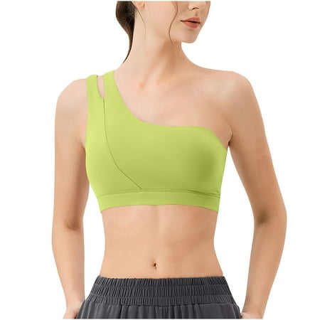 Racerback Tank Tops Women Womens One Shoulder Sports Bra - Sleeveless One Strap High Support Workout Yoga Bra Cropped Tops Classic Camisoles Yellow XL