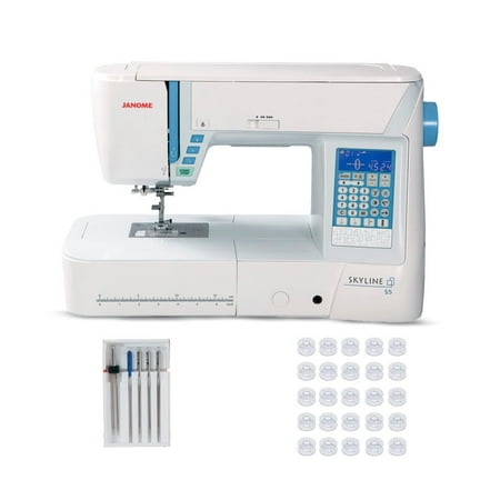 Janome Skyline S5 Computerized Sewing Machine with Assorted Needle Set BP, and 50 pk. Clear Bobbins