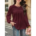 thumbnail image 6 of Corabera Red Blouses for Women Dressy Casual Swiss Dots Flowy Tops for Women Crewneck Smocked Long Sleeve Boho Tunic Tops M, 6 of 7