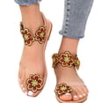 thumbnail image 4 of WIZUTIZ Sandales Thong pour Femmes Sandales de Plage pour Femmes 2025 Rétro Confort Extensible Fleurs Sandales à Enfiler Talon Moyen (2 Pouces-3 Pouces) Grand Sandales Solides Sorties Rouge, 4 of 5