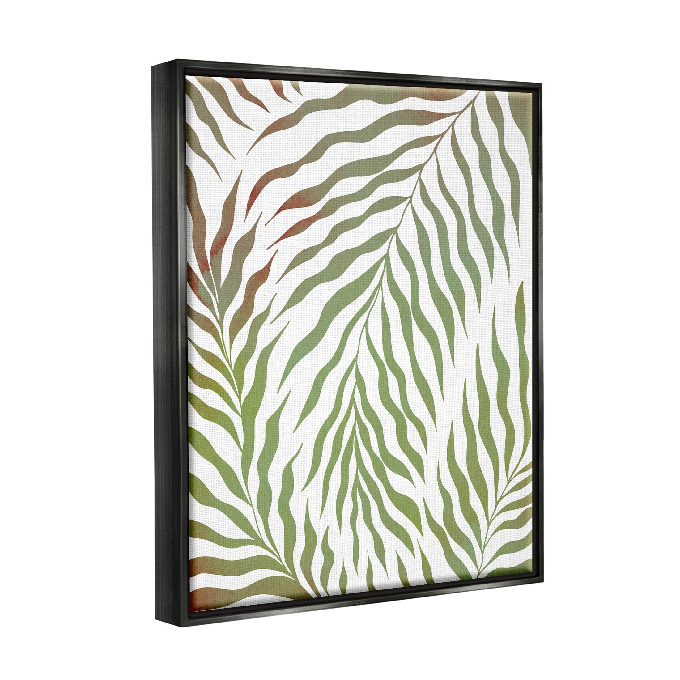 Wavy Green Botanical Leaves Botanical & Floral Graphic Art Jet Black Framed Art Print Wall Art