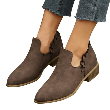 Oversized Thick Heels Fashion Shoes  Pleated Lace  Solid Color  Pointed Toe  Four Season Short Boots  Comfortable Walking  Versatile Style  All-Day Comfort  Lightweight  Women s Fashion  Daily Wear