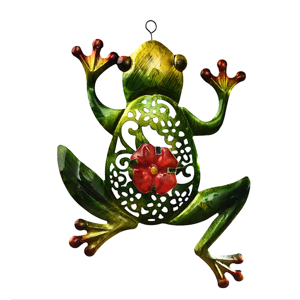 room Metal & Glass Frog Wall Decor hanging sculpture for patio 