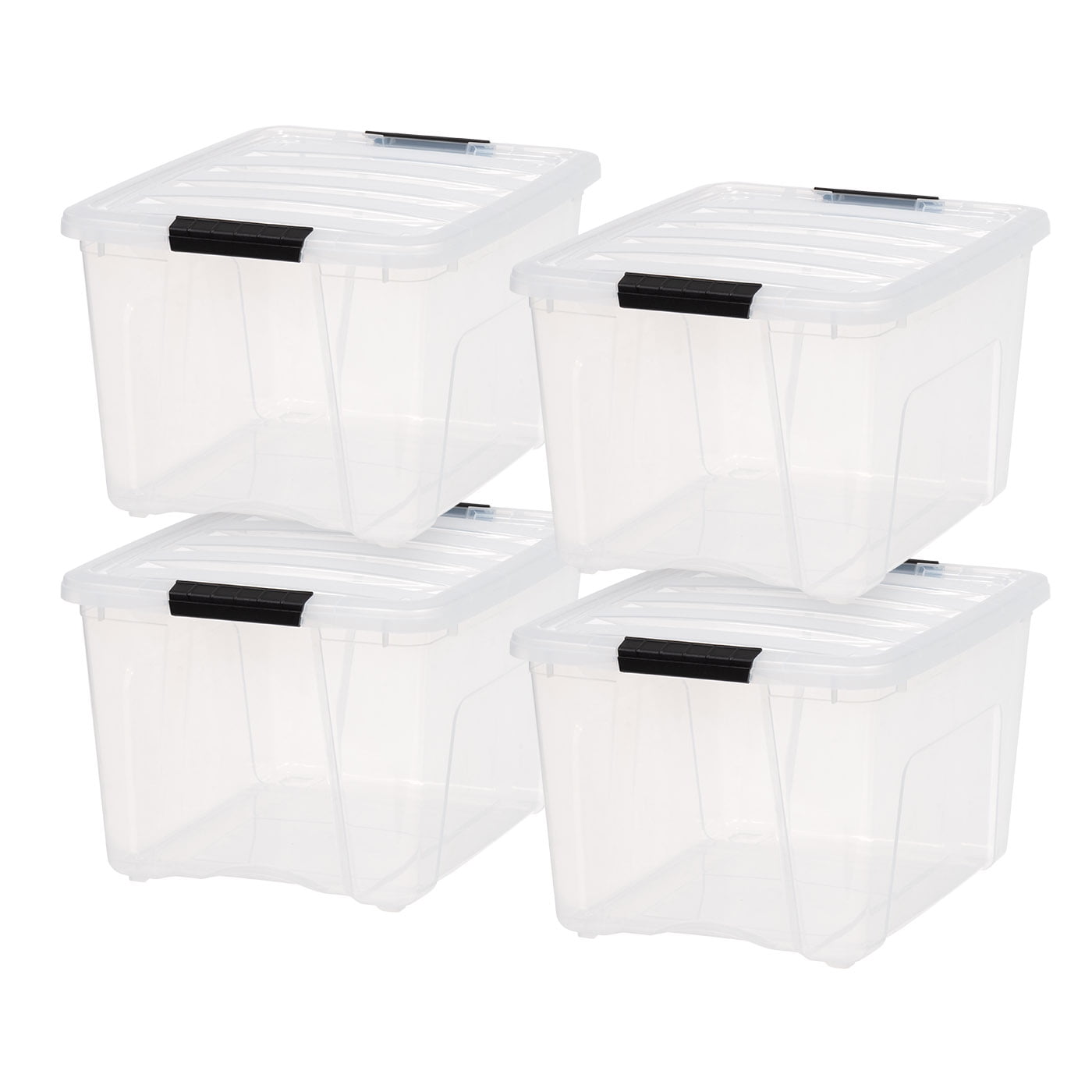 IRIS USA 4 Pack 40qt Clear View Plastic Storage Bin with Lid and Secure ...