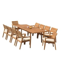 Grade-A Teak Dining Set: 10 Seater 11 Pc: 94" Rectangle Table And 10 Vellore Stacking Arm Chairs Outdoor Patio WholesaleTeak #51VL2011