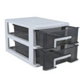 thumbnail image 3 of Plastic Household Double-layer Storage Cabinet Drawer Type Closet Portable Multifunction Dustproof Storage Rack Organizer Furniture (White Frame and Transparent Black), 3 of 6