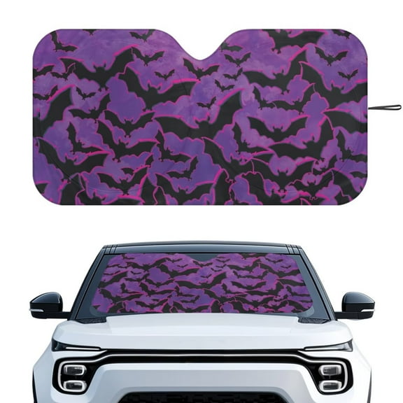 Binienty Halloween Bat Vehicle Windshield Sun Shade Foldable Automotive Window Sun Blocker Car Accessories Heat UV Rays Visor Protector for Cars SUV Truck